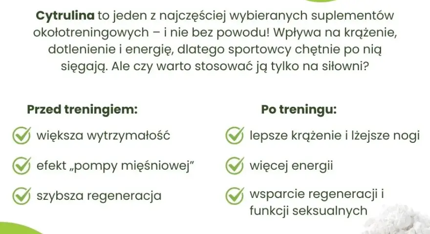Cytrulina przed treningiem: pompa, siła i regeneracja jak to działa?